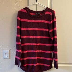 Striped Burgundy and Pink Women's Sweater
